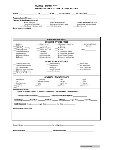 Discipline Forms For Elementary Students Fill Out Sign Online Dochub