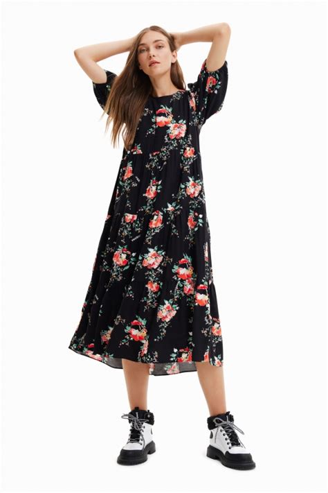 Rochie Midi Cu Print Floral Outlet Desigual Solmar