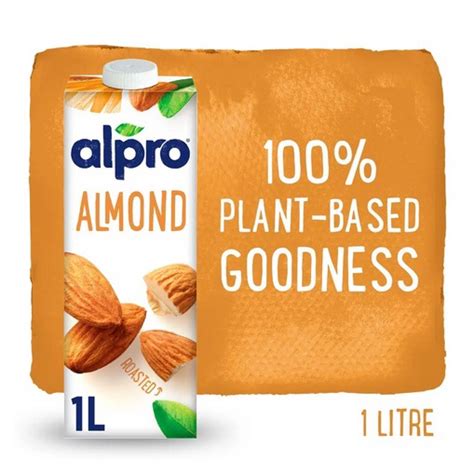 Alpro Plant Based Real Roasted Almond Original Dairy Free Milk 1 Liter