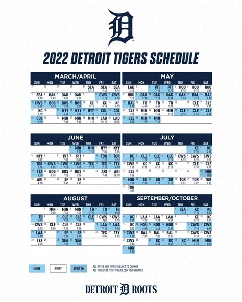 Detroit Tigers Printable 2023 Schedule