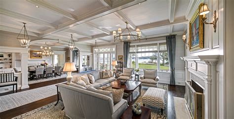 New England Shingle Style Residence Transitional Living Room New