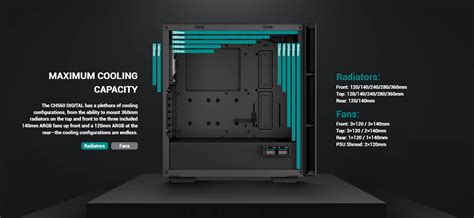 DEEPCOOL CH560 DIGITAL BLACK ATX 4 ARGB FANS | PC Worth