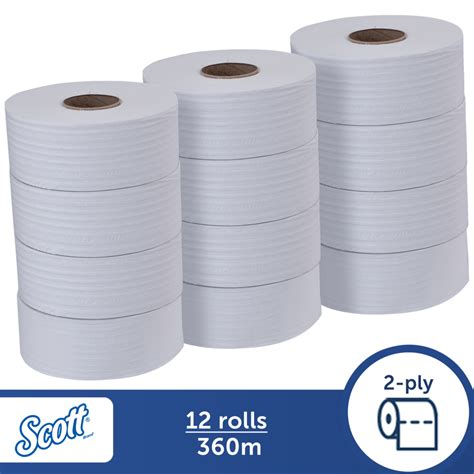 Scott Essential Jumbo Roll Toilet Tissue 06514 White 2 Ply 12