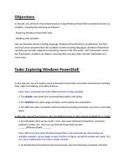 Lab1 COMP3103 PowerShell Cmdlets And Syntax Rtf Objectives In This