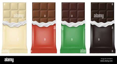 Realistik Chocolate Bar Milk Dark White Chocolate Bar Set Vector