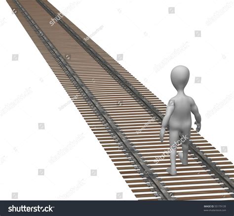 3d Render Of Cartoon Character With Railway Stock Photo 55179139 ...