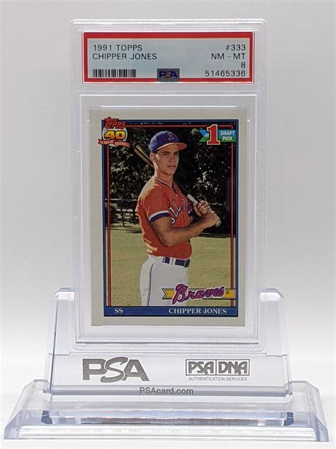 Topps Chipper Jones Rc Psa Rookie Hall Of Fame Relics