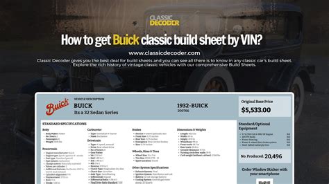 Easy Way To Get Your Classic Buick Build Sheet By 13 Digit Vin Lookup Classic Vin Decoder