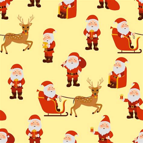 Premium Vector Santa Claus In Different Poses Seamless Pattern