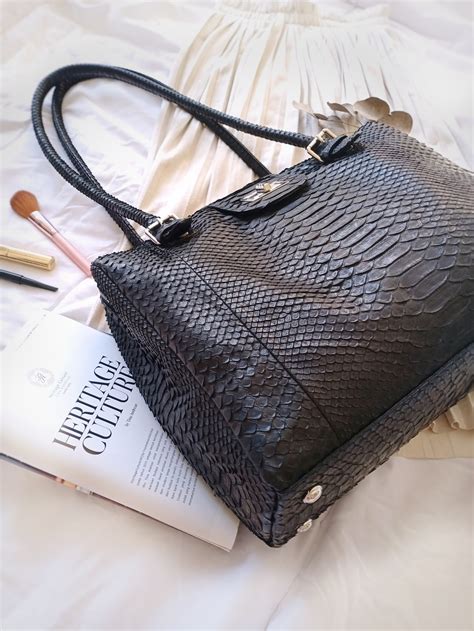 Genuine Python Leather Designer Handbag For Women Snakeskin Etsy