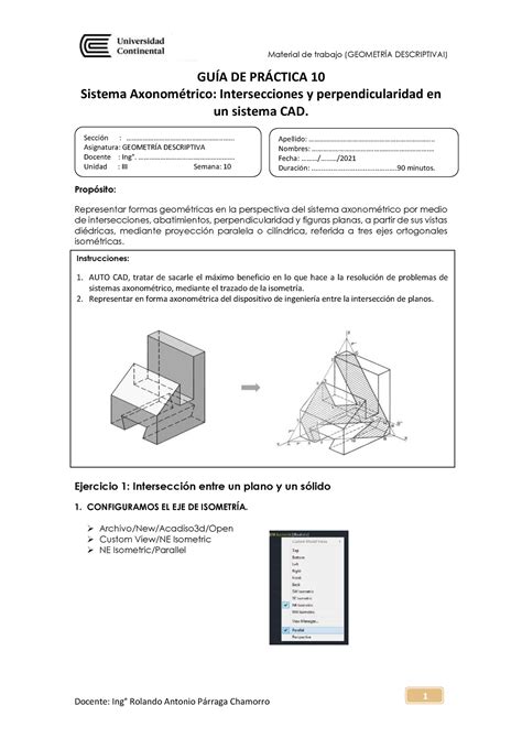 GUIA DE Practica 10 1 GUÕA DE PRCTICA 10 Sistema AxonomÈtrico