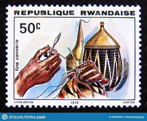 Postage Stamp Rwanda Basket Weaving Handicraft Editorial