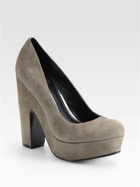 Dolce Vita Bryann Suede Chunky Heel Platform Pumps In Gray Grey Lyst