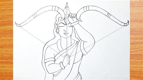 How To Draw Lord Shree Ram With Teer And Dhanush Dussehra Drawing