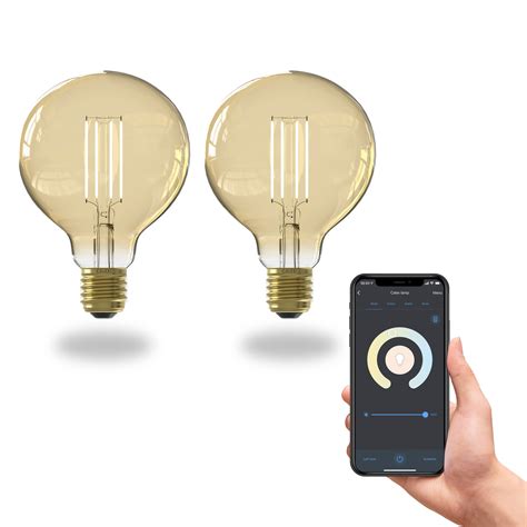 Calex Smart Ampoule Globe Led Filament E G W Cct Lot De