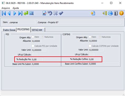 Cross Segmentos Linha Datasul MRE PIS COFINS Cálculo da Base