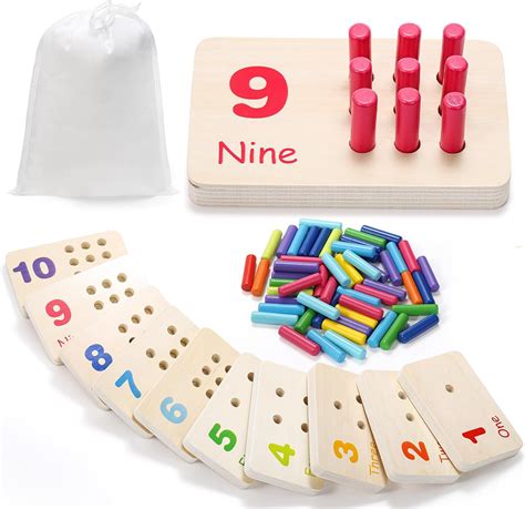 Suwimut Wooden Counting Peg Board Math Manipulatives