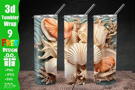 D Seashells Beach Oz Skinny Tumbler Graphic By Qasimgraphic