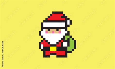 Santa Claus Pixel Art 8 Bits Style Christmas Icons Retro Classic