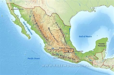 Mexico Physical Map | Map, Physical map, Mexico map