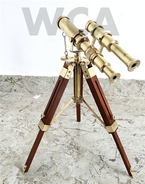 Nautical Brass Navy Ship Telescope With Tripod Vintage Double Etsy