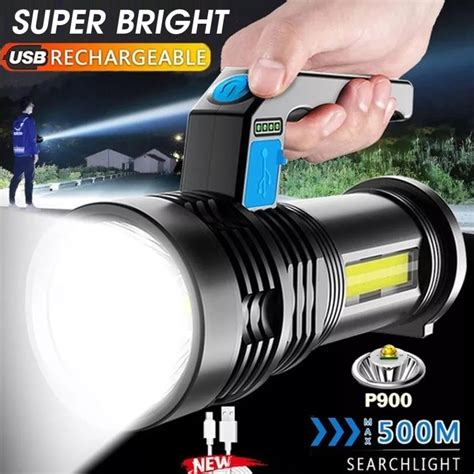 Lampu Senter Led Jarak Jauh Cob Super Terang Free Usb Charger Senter