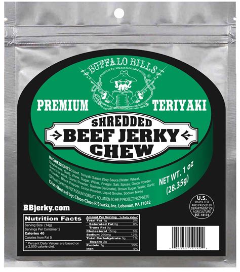 Buffalo Bills Teriyaki Shredded Beef Jerky Chew 1 Ounce Packs 12 Count Grocery