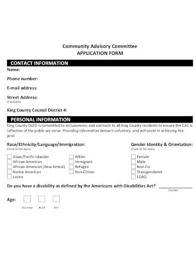 FREE 10 Committee Application Form Templates In PDF MS Word Free