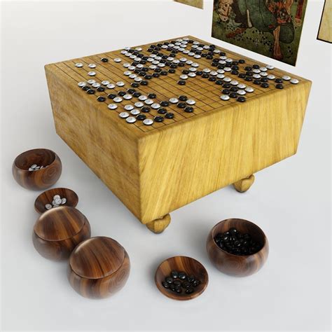 Go board game set 3D model | CGTrader