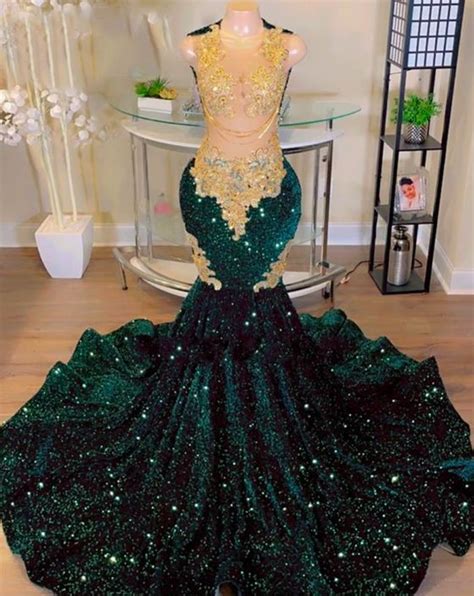 Emerald Green Prom Dresses Gold Lace Prom Dresses Sparkly Prom