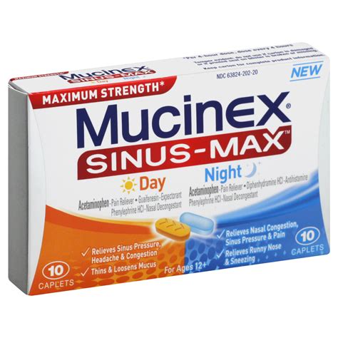 Mucinex Sinus Max Day And Night Maximum Strength Caplets 20 Ct