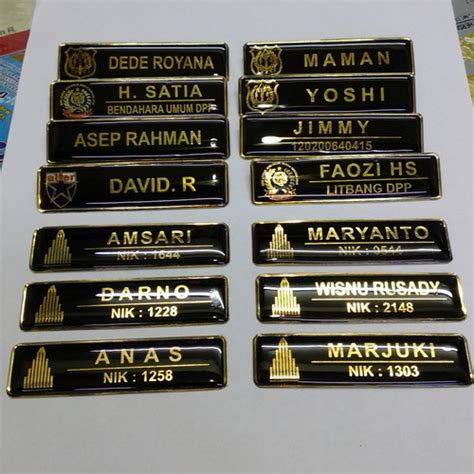 Jual Nama Dada Atau Name Tag Atau Papan Nama Kuningan Peniti Magnet