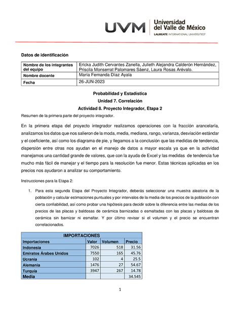 Pie Act Eq Probabilidad Y Estad Stica Actividad Proyecto