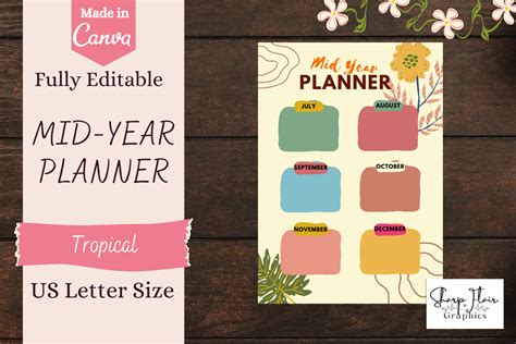 Editable Mid Year Planner| Tropical Graphic by Sharp Flair Graphics · Creative Fabrica