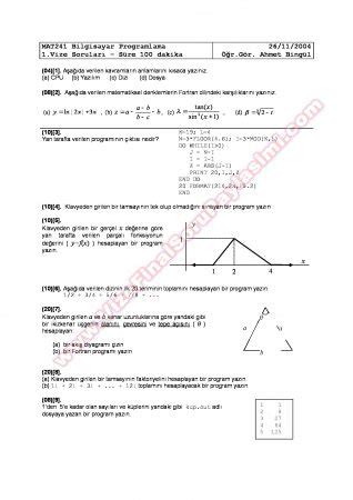 Bilgisayar Programlama Matlab Final Sorular Ve Cevaplar Vize Ve