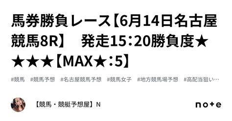 馬券勝負レース【6月14日名古屋競馬8r】 発走15：20勝負度★★★★【max★：5】｜【競馬・競艇予想屋】n