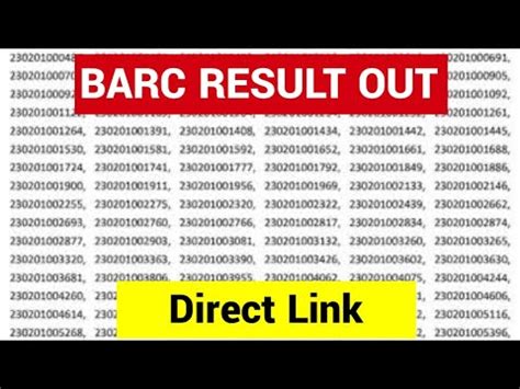 BARC Stipendiary Trainee Category 1 Result 2023 Out Barc Gov In YouTube