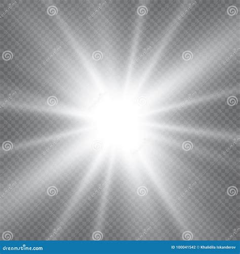 White Glowing Light Burst Explosion With Transparent Vector