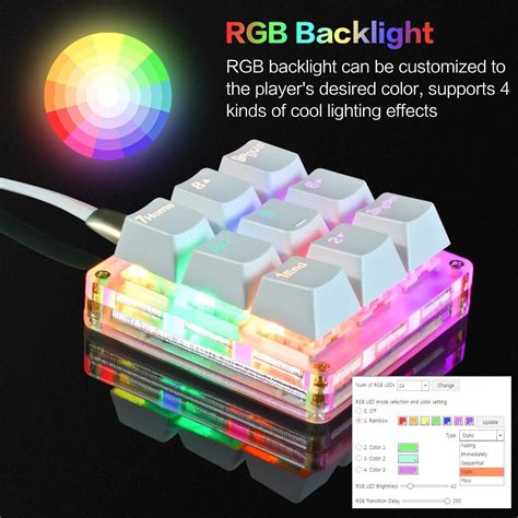 Koolertron One Handed Macro Mechanical Keyboard RGB LED Backlit