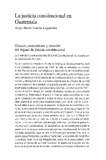 Pdf La Justicia Constitucional En Guatemala