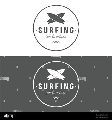 Vintage Surfboard Logo Surfing On Summer Beach For Business Badge