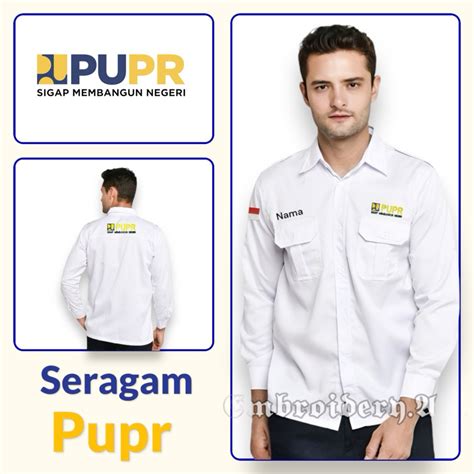 Jual Kemeja Seragam Kementerian PUPR Bahan Driil Full Bordir