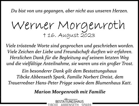 Werner Morgenroth Danksagung Stader Tageblatt