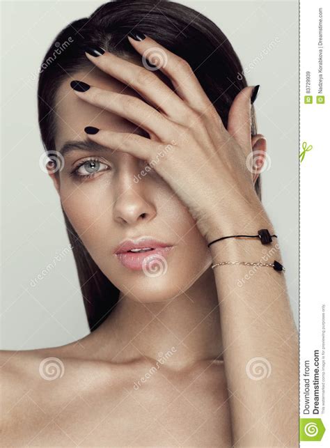 Beautyful Girl With Nude Make Up Stock Image Image Of Beautiful Neon