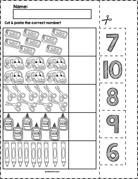 Cut And Paste Number Worksheet