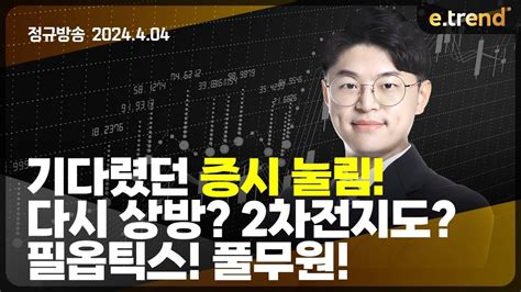 기다렸던 증시 눌림 다시 상방 2차전지도 필옵틱스 풀무원 김민형 전문가 Youtube