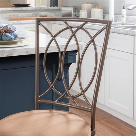 Powell Bronze And Mocha 24 In H Counter Height Upholstered Metal Bar Stool Back In The Bar