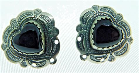 Beautiful Carolyn Pollack Qt Southwest Sterling Black Onyx Etched Heart