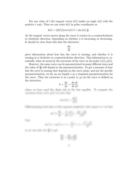 SOLUTION: A vector formula for curvature - Studypool