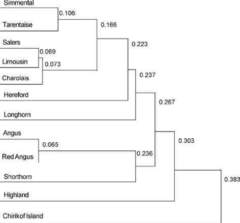 Dendrogram Of Genetic Relationships Among Populations Derived By